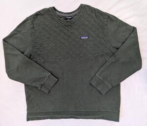Patagonia Sweatshirt Mens XL Green Organic Cotton Quilted Fleece Pullover